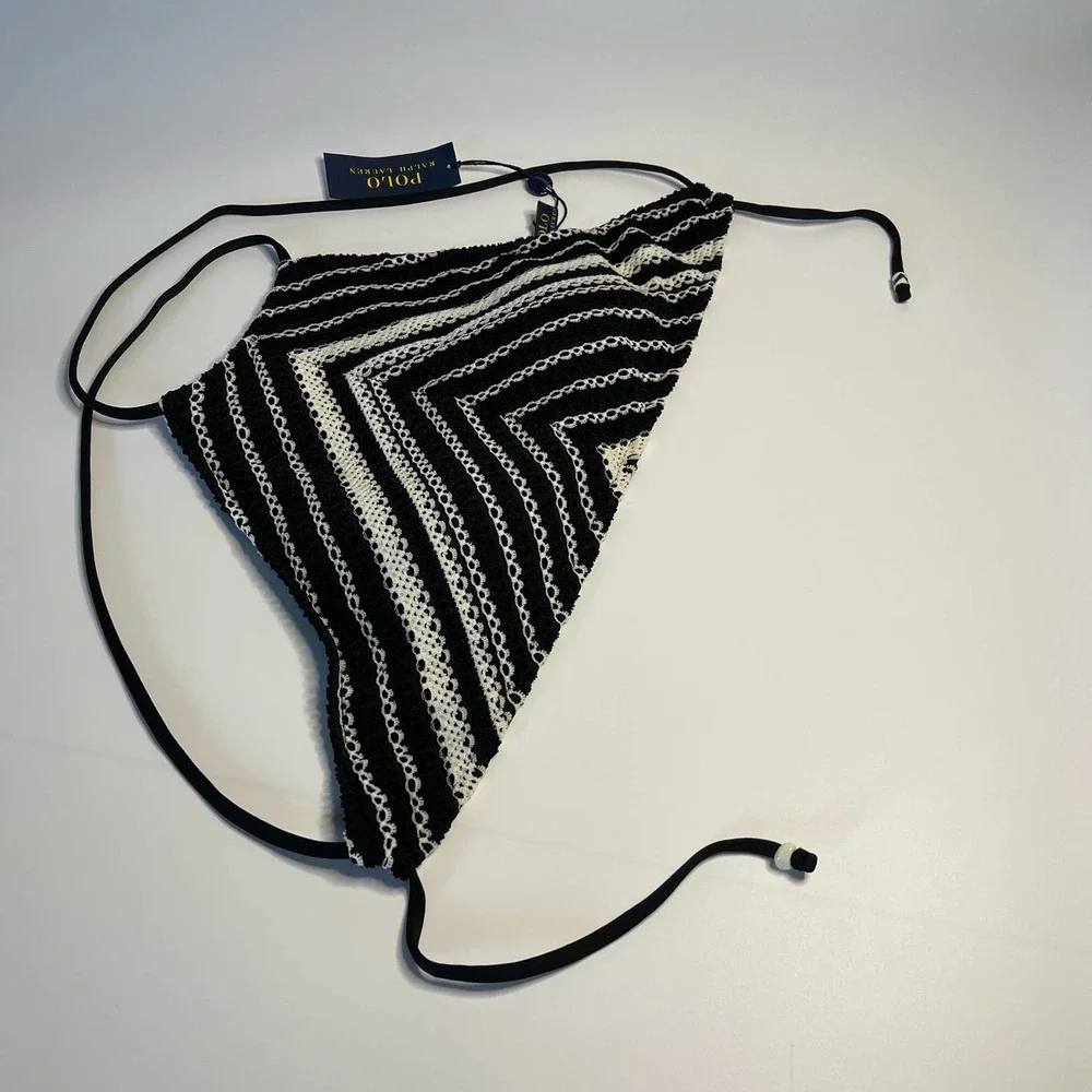 Ralph Lauren Desert Crochet Stripe High Neck Swim Bikini Top - Picture 6 of 11